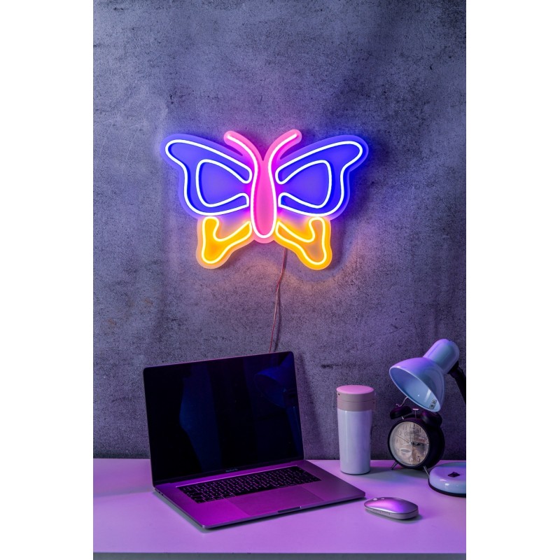 Iluminación LED decorativa de plástico Butterfly multicolor 44x30x2 cm