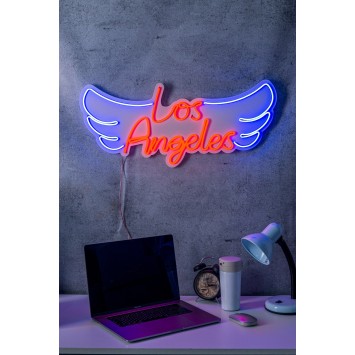 Iluminación LED decorativa de plástico Los Angeles rojo azul 70x31x2 cm