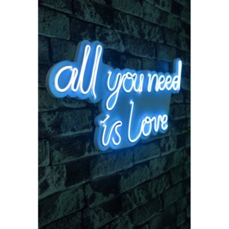 Iluminación LED decorativa de plástico All You Need is Love azul 32x60x2 cm