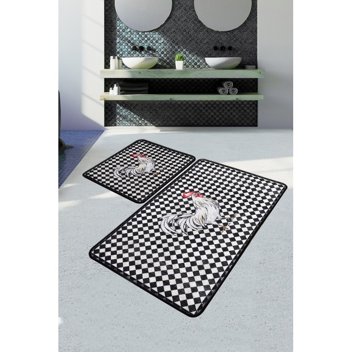 Alfombra de baño Set (2 piezas) Rooester DJT rojo blanco negro