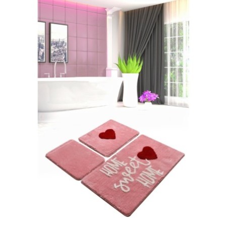 Alfombra de baño Set (3 piezas) Home Sweet Home  rosa