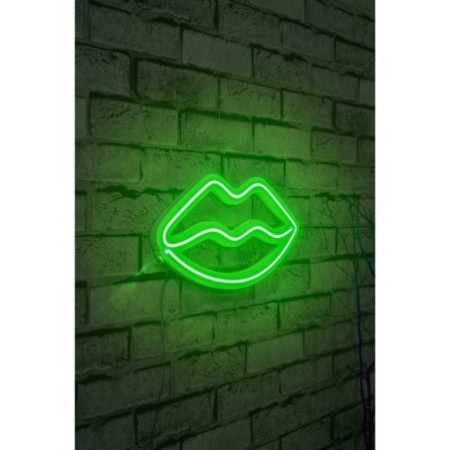 Iluminación LED decorativa de plástico Lips verde 36x19x2 cm