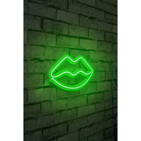 Iluminación LED decorativa de plástico Lips verde 36x19x2 cm