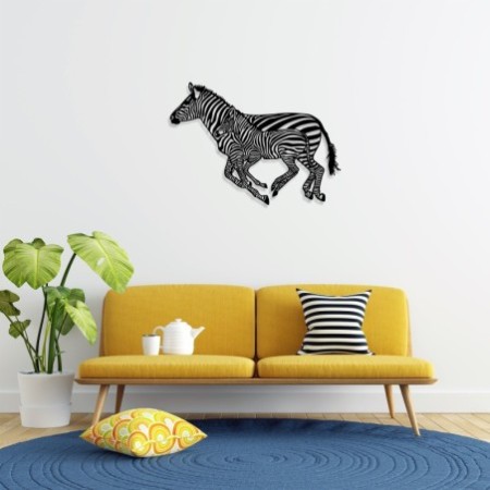 Decoración pared de metal Zebras negro 95x77 cm