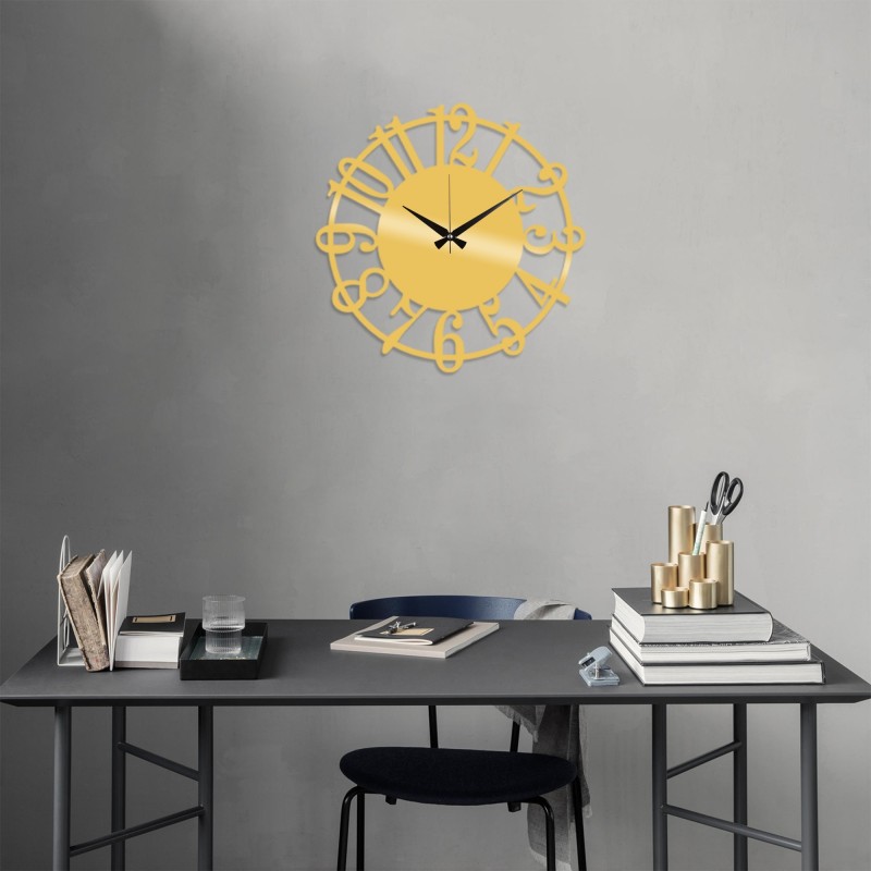 Reloj de pared metal Metal Wall Clock 15 oro 48x48 cm