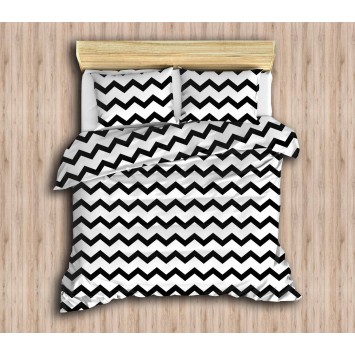 Conjunto funda de edredón doble SmallZigzag blanco negro