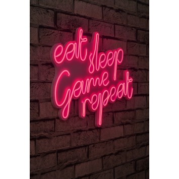 Iluminación LED decorativa de plástico eat sleep game repeat rosa 51x40x2 cm