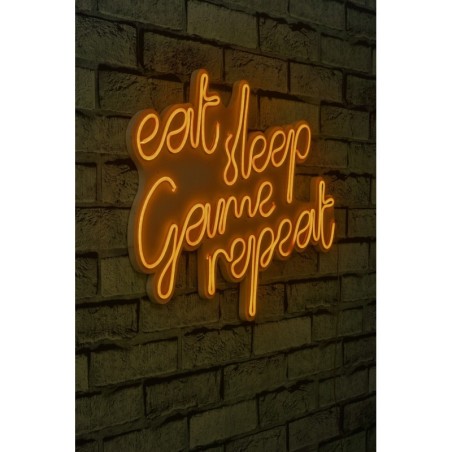 Iluminación LED decorativa de plástico eat sleep game repeat amarillo 51x40x2 cm