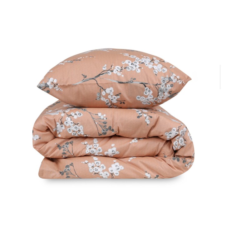 Juego ropa de cama doble Ranforce Chicory  blanco naranja