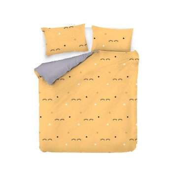 Juego ropa de cama doble Ranforce Dide  negro gris amarillo