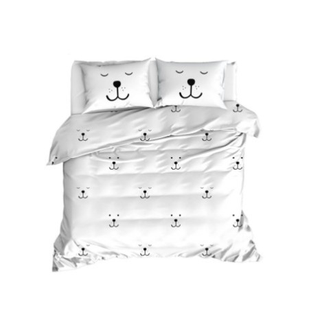 Juego ropa de cama doble Ranforce Eles  blanco negro