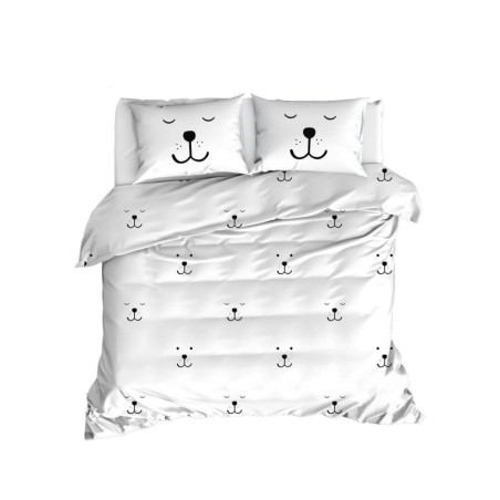 Juego ropa de cama doble Ranforce Eles  blanco negro