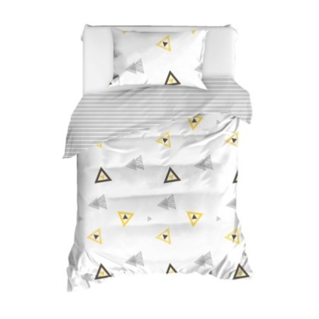 Juego ropa de cama doble Ranforce Erois  amarillo gris blanco