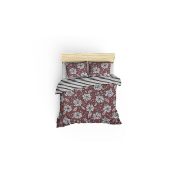 Juego ropa de cama doble Ranforce Hakkı  rojo blanco