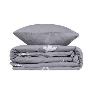 Juego ropa de cama doble Ranforce Janes  gris blanco