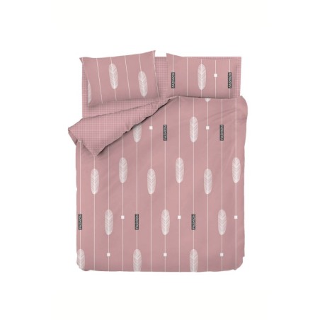 Juego ropa de cama doble Ranforce Modena  rosa blanco