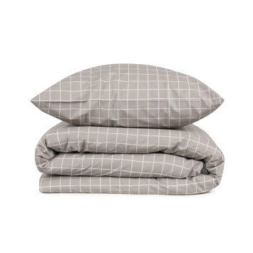 Juego ropa de cama doble Ranforce Monte  gris blanco