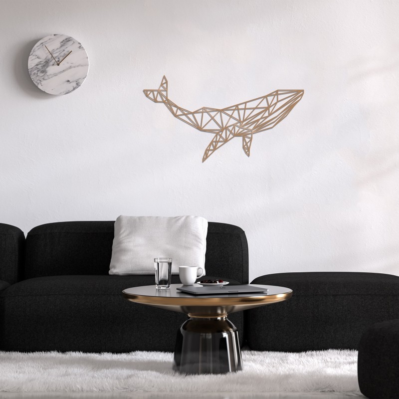 Decoración pared de metal Whale 1 cobre 56x31 cm