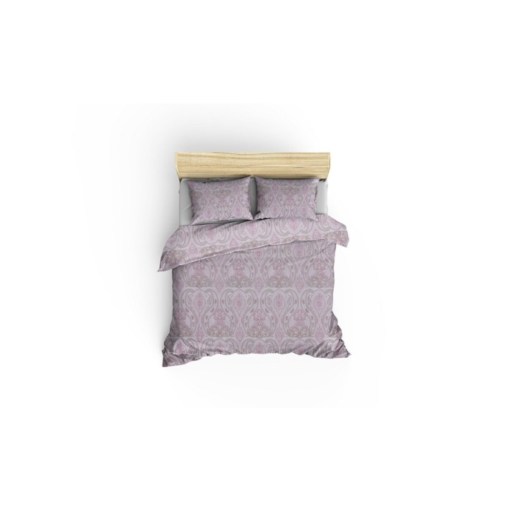 Juego ropa de cama doble Ranforce Palmira  blanco rosado