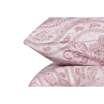 Juego ropa de cama doble Ranforce Palmira  blanco rosado