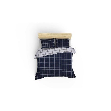 Juego ropa de cama Ranforce King Casual  blanco azul oscuro