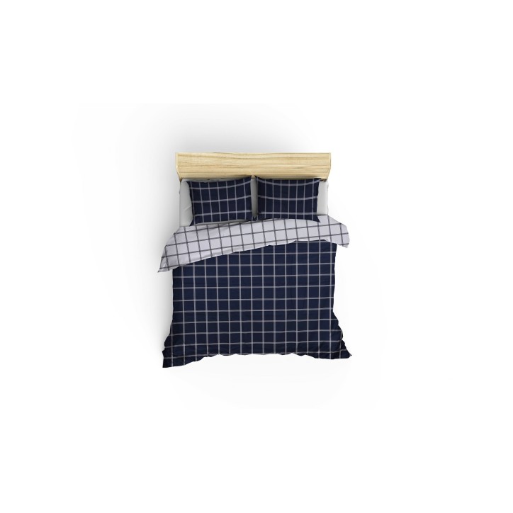 Juego ropa de cama Ranforce King Casual  blanco azul oscuro