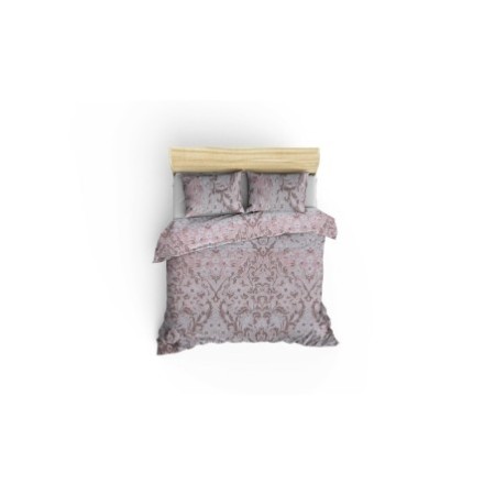 Juego ropa de cama Ranforce King Floral  gris blanco rosa