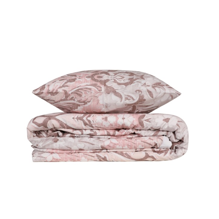 Juego ropa de cama Ranforce King Floral  gris blanco rosa