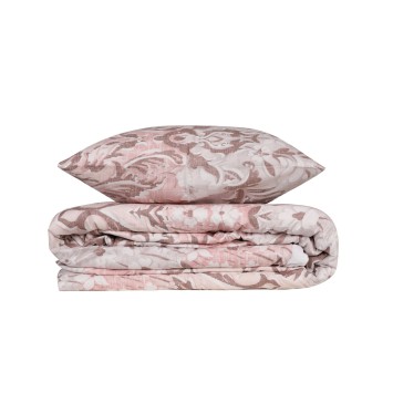 Juego ropa de cama Ranforce King Floral  gris blanco rosa