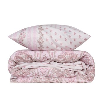 Juego ropa de cama Ranforce King Palimra rosa blanco