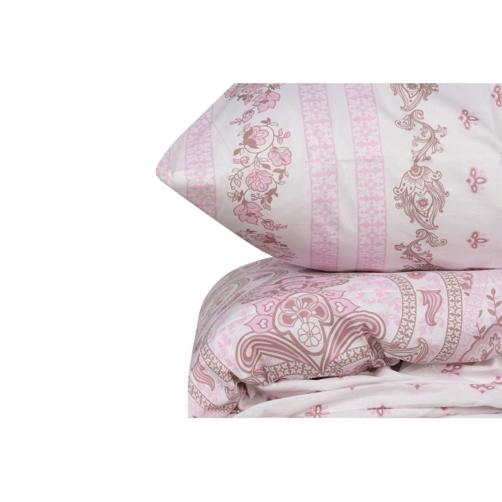 Juego ropa de cama Ranforce King Palimra rosa blanco