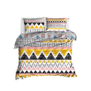 Juego ropa de cama Super King Ranforce Bettina  salmón blanco amarillo negro