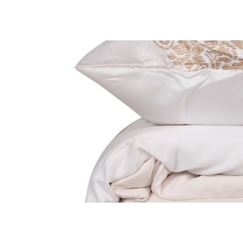 Juego ropa de cama de satén King Asrın crema antracita beige blanco