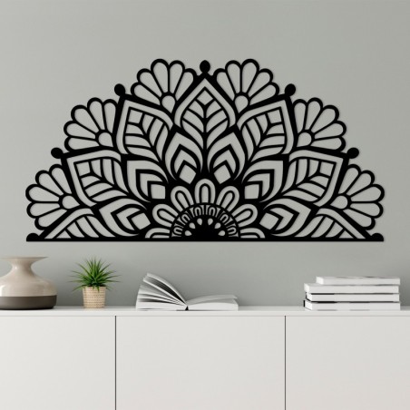 Decoración pared de metal Mandala-S-2 negro 117x1.5x59 cm