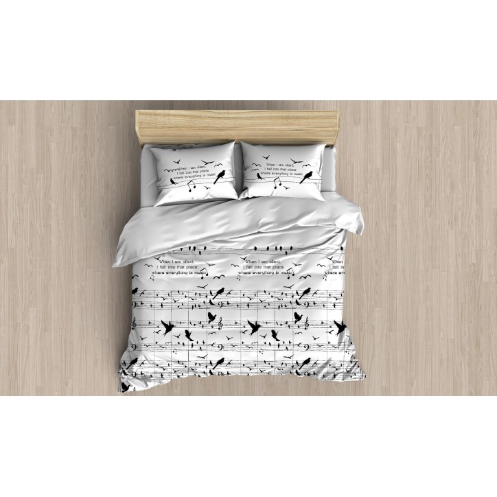 Juego ropa de cama Super King Note blanco negro