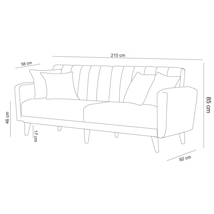 Sofá cama 3 plazas Aqua Crema