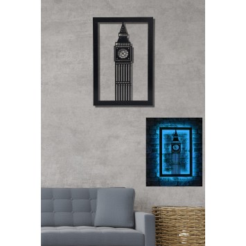 Iluminación LED decorativa Big Ben azul 60x31 cm