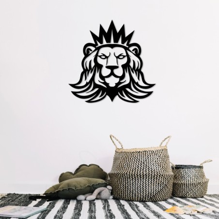 Decoración pared de metal Lion 2 negro 60x57 cm