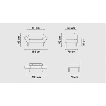 Sofá cama 2 plazas Nitta Gris - 859FTN1218