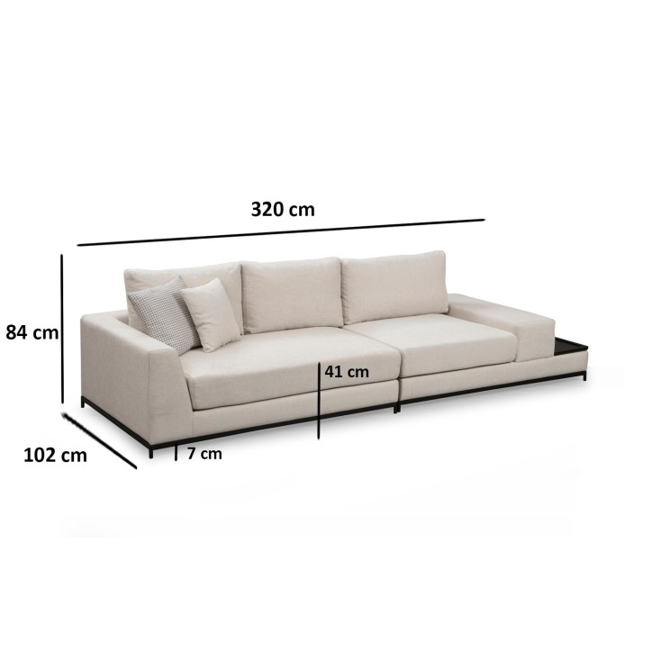 Sofá 4 plazas Line con mesa Beige