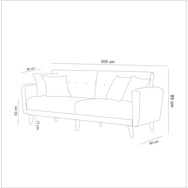 Sofá cama 3 plazas Aria Gris oscuro