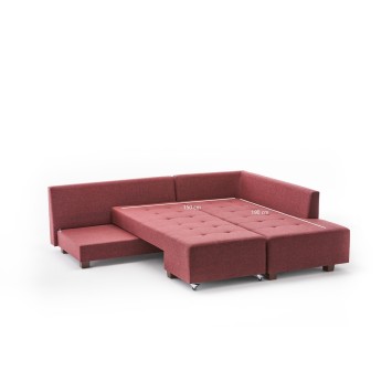 Sofá cama rinconera Manama derecho Rojo burdeos - 825BLC1185