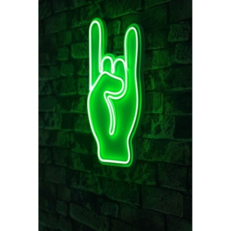 Iluminación LED decorativa de plástico Rock N Roll Sign verde 25x44x3 cm