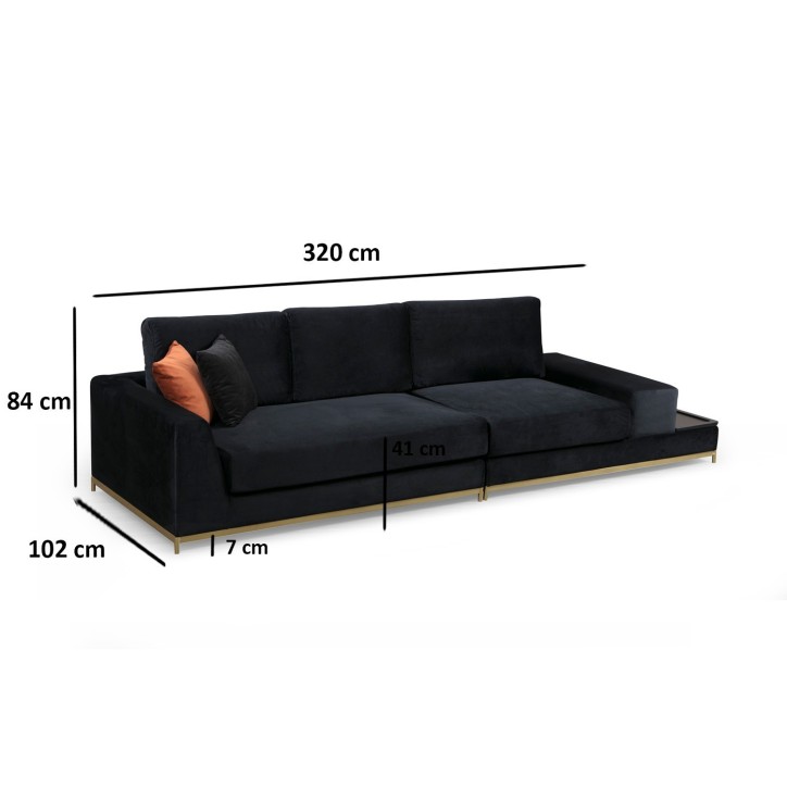 Sofá 4 plazas Line con mesa Oro negro