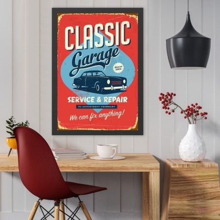 Pintura decorativa enmarcada MDF Classic Garage (40 x 55) multicolor 40x55 cm