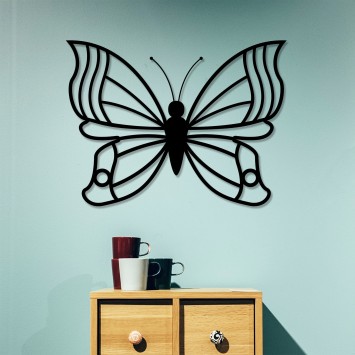 Decoración pared de metal Butterfly 3 negro 60x45 cm