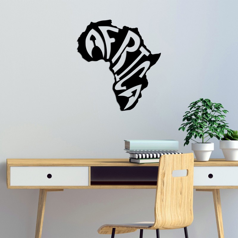 Decoración pared de metal Africa -435 negro 64x70 cm