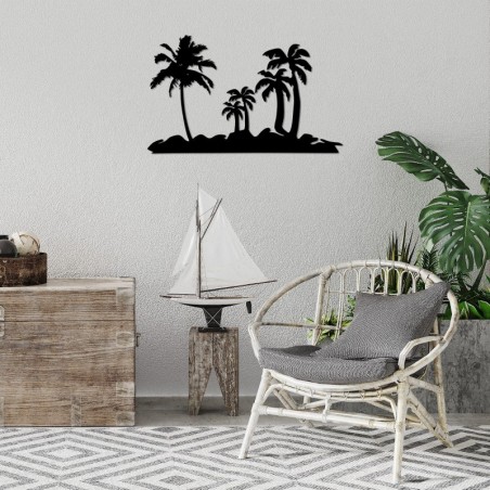 Decoración pared de metal Palm Trees -460 negro 70x42 cm