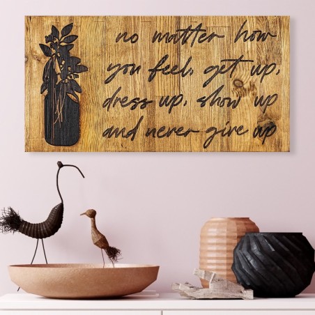 Decoración pared de madera No Matter How You Feel nogal negro 30x3x58 cm