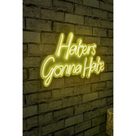 Iluminación LED decorativa de plástico Haters Gonna Hate amarillo 58x32x2 cm